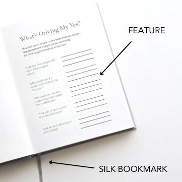 Open book with text and features highlighted on a white background